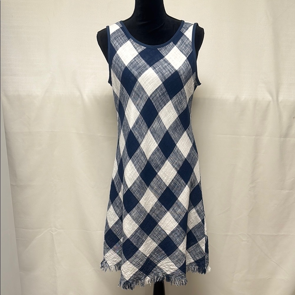 Tribal dress, size 12.  Blue and White Checkered Sleeveless Dress